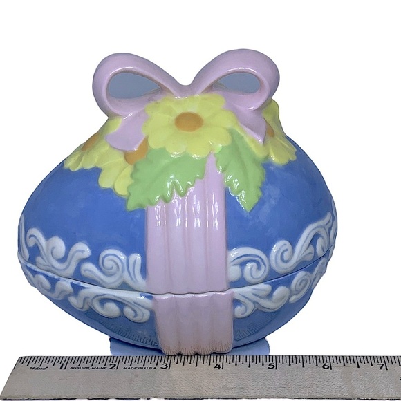 Vintage Hand Painted Easter Egg Candy Dish Trinket Dish Jar Functional Art 1981 - Picture 9 of 16
